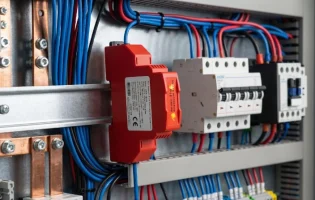 viox-hot-aerosol-fire-extinguishing-device-installed-on-din-rail-inside-an-electrical-distribution-cabinet
